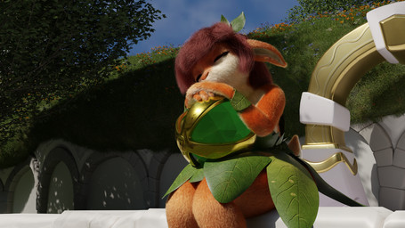 anthro brown_body brown_hair clothed clothing female fur hair orb outside sitting sleeping solo doublestuffed activision spyro_the_dragon elora faun_(spyro) 16:9 3d_(artwork) blender_(artwork) digital_media_(artwork) hi_res portrait three-quarter_portrait widescreen