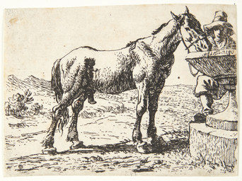 animal_genitalia animal_penis clothed clothed_human clothing drinking duo equine_genitalia equine_penis feral fountain fur genitals grass half-erect hat headgear headwear male male_feral mountain nude nude_male outside penis plant standing tail pieter_de_laer public_domain equid equine horse human mammal 17th_century absurd_res ancient_art hatching_(art) hi_res monochrome shaded traditional_media_(artwork)