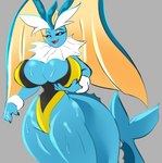 anthro big_breasts blue_body breasts clothing female fusion huge_breasts looking_at_viewer pokemon_fusion solo swimwear tail solratic nintendo pokemon pokemon_infinite_fusion bonita_(solratic) fan_character vaporunny_(follygee) eeveelution generation_1_pokemon generation_4_pokemon hybrid lopunny pokemon_(species) vaporeon 2023 hi_res