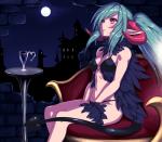 <3 bra castle chair cup demon female garter_belt green_hair hair horn lingerie long_hair looking_up moon navel night original pointy_ears ponytail red_eyes sitting solo spade_tail succubus tetsuwan thong underwear wine_glass
Rating: Safe
Score: 8
User: AnacondaRifle
Date: March 18, 2014