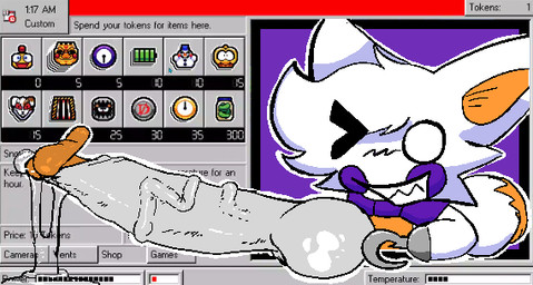 ambiguous_gender anthro balls big_balls big_penis bodily_fluids dripping genital_fluids genitals huge_penis hyper hyper_genitalia hyper_penis male male/male penis precum precum_drip small_but_hung solo text vein nevescommander five_nights_at_freddy's five_nights_at_freddy's_world five_nights_at_frickbear's five_nights_at_frickbear's_(series) five_nights_at_frickbear's_3 scottgames lolbit_(fnaf) lolbit_(frickbear's) canid canine fox mammal 2026 digital_media_(artwork) english_text