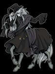 3:4 absurd_res alpha_channel ambiguous_gender anklet black_butler centaur clothing coat enchantedpencil equid equid_taur european_mythology greek_mythology grey_hair hair hair_over_eyes hat headgear headwear hi_res hooves humanoid_taur jewelry long_hair male_(lore) mammal mammal_taur mythology pale_skin smile solo tail taur taurification taurified topwear undertaker_(black_butler)