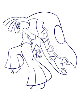 2_mouths anthro eyeliner female looking_at_viewer makeup multi_mouth simple_background smile solo inkdoll nintendo pokemon generation_3_pokemon humanoid mawile pokemon_(species) sketch
