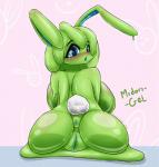 anthro big_breasts breasts butt female genitals glistening holidays looking_at_viewer open_mouth pussy simple_background slime solo nana_gel easter midori_gel goo_creature lagomorph leporid mammal rabbit 2016 hi_res