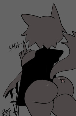 anthro big_butt black_clothing butt butt_scar clothing female fingers fur grey_background grey_body grey_ears grey_fur grey_hair grey_tail hair rear_view scar simple_background solo tail thick_thighs xarop77 katherine_(xarop77) domestic_cat felid feline felis mammal murid murine rat rodent 2025 digital_drawing_(artwork) digital_media_(artwork) hi_res