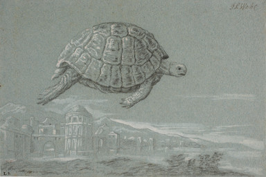 ambiguous_feral ambiguous_gender building city city_background cityscape claws detailed_background feral finger_claws floating hill outside quadruped shell short_tail side_view solo tail toe_claws turtle_shell johann_salomon_wahl reptile scalie turtle 18th_century absurd_res ancient_art chalk_(artwork) hi_res mixed_media monochrome painting_(artwork) signature traditional_media_(artwork) traditional_painting_(artwork)