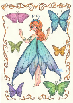 5_fingers ambiguous_gender anime_style antennae_(anatomy) back_wings biped eyebrows eyelashes feet female feral fingers flower group hair humanoid_pointy_ears insect_wings iris lepidopteran_wings lips looking_at_viewer looking_back looking_back_at_viewer not_furry orange_hair plant pointy_ears pupils rear_view smile smiling_at_viewer wings kuridel_black animal_humanoid arthropod arthropod_humanoid butterfly butterfly_humanoid humanoid insect insect_humanoid lepidopteran lepidopteran_humanoid winged_humanoid hi_res