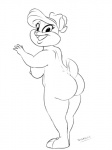 anthro big_breasts big_butt breasts butt female mature_anthro mature_female rear_view slightly_chubby solo wide_hips shimille looney_tunes the_looney_tunes_show warner_brothers patricia_bunny lagomorph leporid mammal rabbit 3:4 monochrome