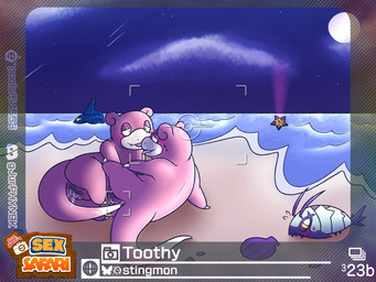 anal anal_penetration beach boat bodily_fluids camera_hud clitoris darkened_genitalia darkened_vulva duo female female/female feral genital_fluids genitals humanoid_genitalia humanoid_genitalia_on_feral humanoid_vulva humanoid_vulva_on_feral penetration sand sea seashell sex sex_on_the_beach shell slow_sex sun tail tail_fetish tail_in_anus tail_play tail_sex tongue tongue_out vaginal_fluids vehicle vulva water watercraft afterglow_ampharos floppsies stingmon_(artist) new_pokemon_snap nintendo pokemon pokemon_snap prof_blanc's_sex_safari generation_1_pokemon generation_3_pokemon generation_7_pokemon pokemon_(species) sharpedo slowpoke staryu wimpod 4:3 absurd_res hi_res story story_in_description andromorph_(lore) trans_(lore) trans_man_(lore)