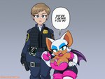 between_breasts big_breasts breasts cleavage clothed clothing duo ear_piercing female female/female green_eyes hair handwear lips piercing pink_lips short_stack standing omegasunburst sega sonic_the_hedgehog_(series) sonic_x rouge_the_bat topaz_(sonic) bat human mammal 4:3 hi_res portrait three-quarter_portrait