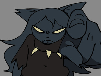 5_fingers angry anthro blue_body blue_ears blue_fur blue_hair breasts clothed clothed_anthro clothed_female clothing female female_anthro fingers frown fur gesture glare glaring_at_viewer grey_background hair hand_gesture jewelry looking_at_viewer mouth_closed narrowed_eyes necklace notched_ear pointing pointing_at_viewer simple_background solo topwear xarop77 catwitch_(xarop77) domestic_cat felid feline felis mammal 2026 digital_drawing_(artwork) digital_media_(artwork) english_description