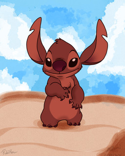 3_toes 4_fingers alternate_color ambiguous_gender anthro biped chest_tuft claws feet fingers front_view fur head_tuft looking_at_viewer notched_ear outside purple_nose red_body red_claws red_fur solo standing toes tuft miluri disney lilo_and_stitch experiment_627 alien experiment_(lilo_and_stitch) 2025 dated digital_drawing_(artwork) digital_media_(artwork) hi_res signature male_(lore)