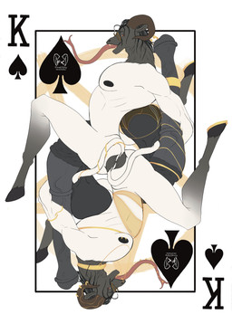 animal_genitalia animal_penis anthro autotonguejob balls big_balls big_flare big_penis black_body bodily_fluids butt card card_template claws clothed clothing demonic dripping duo equine_genitalia equine_penis erection flared_penis fur genitals hair horn huge_balls huge_penis huge_thighs hyper hyper_genitalia hyper_penis king_of_spades licking long_tongue looking_at_viewer male male/male male_anthro masturbation medial_ring mottled mottled_genitalia mottled_penis narrowed_eyes nipples nude open_mouth oral oral_masturbation penile penile_masturbation penis playing_card presenting saliva saliva_drip saliva_on_penis saliva_on_self saliva_on_tongue saliva_string self_lick simple_background smile solo tail teeth text thick_thighs tongue tongue_out white_body white_fur feralclaw mythology hybris_(feralclaw) bovid caprine caprine_demon demon equid equine goat goat_demon horse mammal mythological_creature sheep absurd_res colored digital_drawing_(artwork) digital_media_(artwork) english_text hi_res