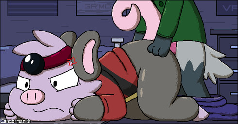 accessory anal anal_penetration angry anthro bed bedroom black_body black_fur bottomless bottomless_anthro bottomless_male bottomwear bottomwear_down butt clothed clothing cross-popping_vein curled_tail doggystyle dresser duo ellipsis from_behind_position fur furniture genitals grey_body grey_fur hand_on_butt headband looking_back lying male male/male musical_note musical_symbol narrowed_eyes on_front pants pants_down partially_clothed partially_clothed_anthro partially_clothed_male penetration penile penile_penetration penis penis_in_ass pink_body pink_fur profanity sex symbol tail talking_to_another teeth text tilde_after_text zandermanith nintendo pokemon generation_3_pokemon grumpig pokemon_(species) poochyena 2d_animation animated artist_name digital_media_(artwork) english_text pixel_(artwork) pixel_animation
