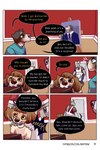 2:3 bastriw bedroom bovid brown_eyes canid canine canis caprine clothing comic dani_(bastriw) dialogue domestic_dog english_text female fernando_(bastriw) flashback goat hi_res horn male mammal painting surprised_expression text url yellow_eyes young