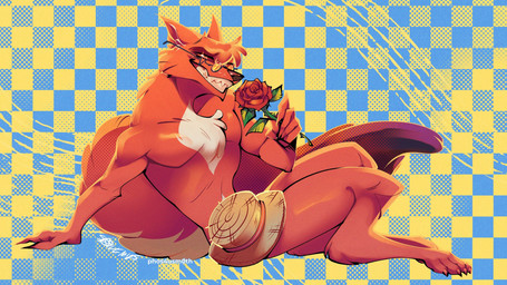 4_toes 5_fingers anthro bedroom_eyes black_nose clothing convenient_censorship eyewear eyewear_only feet fingers flower fur glasses glasses_only grin hat headgear headwear hindpaw humanoid_hands male narrowed_eyes nude nude_anthro nude_male paws plant red_body red_fur red_sclera rose_(flower) seductive sitting smile solo tail toes wearing_glasses white_eyes squiderdoodle dandy_(rentonreverb) canid canine canis coyote mammal 16:9 hi_res widescreen
