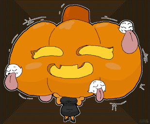 big_head big_tongue black_clothing black_dress black_footwear black_high_heels breasts clothing dress empty_eyes eyes_closed featureless_hands female footwear for_a_head hands_on_own_face head_expansion head_inflation high_heels holidays huge_head hyper hyper_head long_tongue making_faces medium_breasts open_mouth open_smile orange_body outline pumpkin_head shoes smile solo_focus text tongue tongue_out white_body white_outline wide_tongue nyxtilda halloween ghost object_head spirit 2024 artist_name digital_media_(artwork) hi_res
