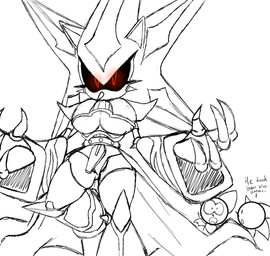 anthro big_breasts black_sclera breasts crossgender dialogue eyelashes female front_view group red_eyes simple_background text thick_thighs trio under_boob white_background wide_hips blackchaos64 sega sonic_the_hedgehog_(series) neo_metal_sonic rouge_the_bat sonic_the_hedgehog eulipotyphlan hedgehog mammal robot_anthro