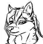 anthro female grin looking_at_viewer smile solo tai_l_rodriguez the_sake_ninja canid canine fox mammal true_fox 2014 black_and_white headshot_portrait hi_res monochrome portrait sketch