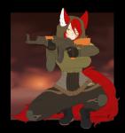 ak-47 ak_platform apocalypse assault_rifle big_breasts breasts female gun ranged_weapon rifle russian solo weapon zingiber christine_delfaux domestic_cat felid feline felis humanoid mammal hi_res sketch