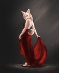 4_fingers anthro barefoot breasts cheek_tuft clothed clothing dress ear_tuft eyewear facial_tuft feet female fingers fur glasses looking_at_viewer red_clothing red_dress simple_background smile solo tail topwear tuft white_body alytarch lynn_(deltav) canid canine canis mammal 2025 4:5 absurd_res digital_drawing_(artwork) digital_media_(artwork) digital_painting_(artwork) hi_res painting_(artwork)