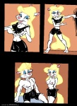 animaniacs anthro areola breasts bulge clothed clothing comic crossgender duo erection erection_under_clothing female femboy ftm_crossgender genitals male mammal minerva_mink mink mustelid musteline navel nipples penis selfcest square_crossover tail true_musteline undressing unknown_artist warner_brothers