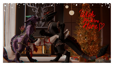 animal_genitalia animal_penis animal_vulva anthro antlers balls bell bell_collar bodily_fluids border canine_genitalia canine_penis canine_vulva christmas_clothing christmas_decorations christmas_lights christmas_tree claws clothing collar cum cum_drip cum_in_mouth cum_in_vagina cum_inside cum_on_face deep_throat dripping ejaculation erection festive fur furniture genital_fluids genitals gift group group_sex hair harness holidays horn inside intersex intersex/male interspecies knot leash licking male nude oral oral_penetration penetration penile penis penis_in_mouth plant sex sheath simple_background size_difference smile string_lights tail text threesome tongue tongue_out tree trio vaginal vaginal_penetration vulva white_body white_border white_fur biohazardouswolf hjortar christmas mythology bio_(biohazardouswolf) tappa_(hjortar) zorak_the_great deer dragon furred_dragon furred_scalie mammal moonfang mythological_creature mythological_scalie scalie waggan 3d_(artwork) absurd_res artist_collaboration digital_media_(artwork) hi_res