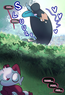 cheek_tuft duo facial_tuft fur hair makeup multicolored_body multicolored_fur multicolored_hair oral_vore pupils red_hair slit_pupils text tuft vore white_body white_fur white_hair halfpricesouls nintendo pokemon zoro_(halfpricesouls) generation_3_pokemon generation_8_pokemon hisuian_form hisuian_zorua mawile pokemon_(species) regional_form_(pokemon) absurd_res comic english_text hi_res