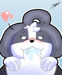 anthro big_butt blush bodily_fluids butt duo female fur genitals grey_body grey_fur looking_at_viewer male male/female multicolored_body multicolored_fur oral penis saliva shortstack simple_background thick_thighs two_tone_body two_tone_fur vein veiny_penis white_body white_fur d13w0tt_(artist) dogs_in_space netflix nomi_(dogs_in_space) canid canine canis domestic_dog mammal shih_tzu toy_dog 5:6 hi_res