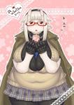 big_breasts blush breasts eyewear female glasses holidays horn looking_at_viewer not_furry overweight overweight_female overweight_humanoid simple_background solo thick_thighs namu_gunsou asian_mythology east_asian_mythology japanese_mythology mythology valentine's_day chikurako_kanoeki demon humanoid oni yokai hi_res