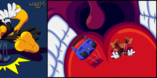 3_toes 4_fingers angry anthro big_feet cartoon_gloves cross-popping_vein duo feet fingers inside_mouth male male/male mawplay paws slapstick slapstick_humor soft_vore soles spread_toes tail toes toony toony_moment uvula vore marquis2007 roderick_(tamerkoh) zak_(marquis2007) avian bird corvid corvus_(genus) crow lagomorph leporid mammal oscine passerine rabbit absurd_res alpha_channel hi_res