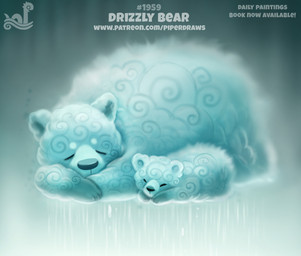 ambiguous_gender cloud duo eyes_closed feral humor pun raining size_difference sleeping text visual_pun young piper_thibodeau bear brown_bear grizzly_bear mammal ursine digital_media_(artwork) digital_painting_(artwork) painting_(artwork) url