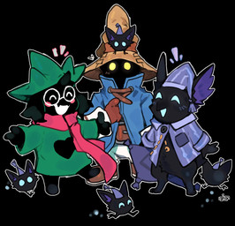 anthro barefoot beak big_ears biped black_background black_body black_fur blue_clothing blue_eyes blue_topwear blush bottomless bottomless_anthro bottomless_male bottomwear brown_clothing brown_footwear brown_hat brown_headgear brown_headwear brown_shoes clothed clothed_anthro clothed_male clothing empty_eyes eyes_closed eyewear fangs featureless_crotch feet footwear fur glasses glowing glowing_eyes green_clothing green_hat green_headgear green_headwear green_robe green_topwear group happy hat headgear headwear hindpaw holding_object holding_pillow male male_anthro nightcap open_beak open_clothing open_mouth open_topwear pajamas pants pattern_clothing pattern_hat pattern_headgear pattern_headwear pattern_topwear paws pillow purple_clothing purple_hat purple_headgear purple_headwear purple_inner_ear purple_pajamas purple_topwear red_scarf robe running scarf serious shoes simple_background sleepwear standing striped_clothing striped_hat striped_headgear striped_headwear striped_topwear stripes teeth topwear trio_focus white_bottomwear white_clothing white_pants wizard_hat yellow_eyes young young_anthro young_male graysheartart deadlock_(game) deltarune final_fantasy final_fantasy_ix mythology square_enix undertale_(series) valve lil_helper_(deadlock) ralsei rem_(deadlock) vivi_ornitier avian bird black_mage_(final_fantasy) bovid caprine chimera darkner dream_creature goat gryphon mammal mythological_avian mythological_creature owl 2026 english_description hi_res