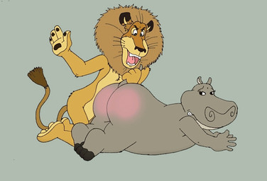 anthro big_butt butt butt_slap dominant dominant_anthro dominant_male duo female female_anthro male male_anthro mane punishment slap spanking submissive submissive_anthro submissive_female nelson88 third-party_edit dreamworks madagascar_(series) alex_(madagascar) gloria_(madagascar) common_hippopotamus felid hippopotamid lion mammal pantherine animated animated_gif short_playtime