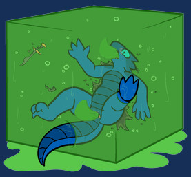 animal_genitalia anthro blush cloaca cloacal cloacal_penetration defeat embedded_in_goo female forced forced_cloacal genitals horizontal_cloaca oral penetration rape sex slime solo translucent translucent_body trout_(artist) dungeons_and_dragons hasbro wizards_of_the_coast lolori gelatinous_cube goo_creature kobold reptile scalie 2018 aliasing alpha_channel digital_media_(artwork) hi_res