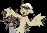 anthro black_tongue boat_wheel breasts clothing collar cosplay female hat headgear headwear holding_object looking_at_viewer looking_back looking_back_at_viewer open_mouth peaked_cap pokemorph simple_background small_breasts solo spiral_eyes tail tongue yellow_body sealer4258 nintendo pokemon captain_pikachu mimi_(sealer4258) generation_7_pokemon mimikyu pokemon_(species) 2024 alpha_channel hi_res