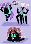 3_fingers 3_toes 4_legs anthro asymmetrical_eyes avian_feet black_body bodily_fluids changing_color cheek_spots digitigrade duo ellipsis feathers featureless_feet feet fingers floating frottage genitals heart_symbol horn long_feathers long_neck male male/male multicolored_body navel overweight overweight_male penile penis plantigrade poof_transformation potion potion_bottle purple_eyes questionable_consent red_eyes saliva saliva_string sex short_tail speech_bubble spiral_eyes straddling striped_genitalia striped_penis stripes tail tail_feathers text toes weight_gain white_head white_penis vexedcalyx amdusias_(vexedcalyx) huxley_(vexedcalyx) avian demon unknown_species digital_drawing_(artwork) digital_media_(artwork) hi_res