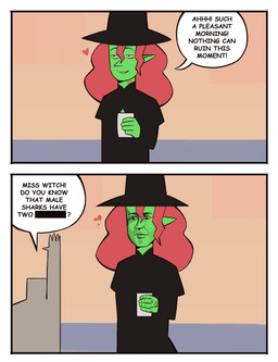 ambiguous_gender angry bodily_fluids clothing crying dialogue duo female green_body green_skin hair half-closed_eyes hat headgear headwear heart_symbol holding_object humanoid_pointy_ears lipstick_on_neck long_hair narrowed_eyes neck_kiss pointy_ears raised_hand red_hair sad standing tears text vein yellow_sclera bonnymama7 elphaba_(bonnymama7) human humanoid mammal absurd_res comic english_text hi_res