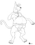2023 anthro asian_clothing belly big_belly canid canine canis claws clenched_teeth clothing collar collar_tag domestic_dog east_asian_clothing feral fur great_dane hanna-barbera japanese_clothing looking_at_viewer male mammal marcushunter mastiff mawashi molosser monochrome on_hind_legs overweight overweight_anthro overweight_male paws raised_tail scooby-doo scooby-doo_(series) semi-anthro signature slightly_chubby slightly_chubby_anthro slightly_chubby_male smile smiling_at_viewer smirk solo standing standing_on_hind_legs sumo sumo_wrestler tail teeth
