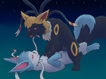 black_body black_fur bodily_fluids cowgirl_position duo female female_on_top feral from_front_position fur genital_fluids genitals grass larger_female male male/female male_penetrating on_bottom on_grass on_ground on_top penetration penis plant ribbons_(anatomy) sex size_difference sky smaller_male star starry_sky tongue tongue_out vaginal vaginal_fluids vaginal_penetration vulva white_body white_fur dawnlux nintendo pokemon joseph_von_carstein terrene_(etanks3) terry_(etanks3) eeveelution generation_2_pokemon generation_6_pokemon hybrid pokemon_(species) sylveon umbreon 4:3 hi_res
