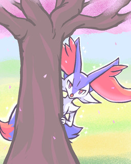 ambiguous_anthro ambiguous_gender anthro behind_tree biped cherry_blossom dipstick_tail flower front_view looking_at_viewer markings peeking_around_corner plant prunus_(flower) simple_background snout solo sparkles standing tail tail_markings tree gd-058 nintendo pokemon braixen canid generation_6_pokemon mammal pokemon_(species) shiny_pokemon 2024 aliasing binary_drawing digital_drawing_(artwork) digital_media_(artwork) japanese_description translated_description