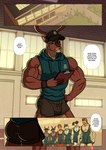 anthro antlers bambi bambi_(film) baseball_cap biceps bottomwear bulge canid canine canis clothed clothing comic countershading dalmatian deer detailed_bulge dialogue disney domestic_dog english_text equid equine furgonomics group haplorhine hat headgear headwear hi_res horn horse hotpants kappax male mammal monkey mule_deer muscular muscular_male new_world_deer nipple_outline pecs primate ronno shorts sleeveless_hoodie speech_bubble text the_great_prince_of_the_forest wolf wrestling_singlet