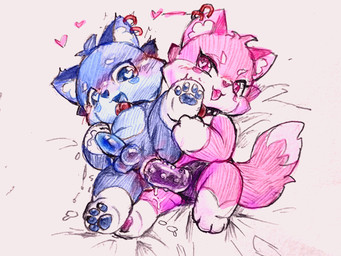 duo female female_penetrating female_penetrating_male genitals male male/female male_penetrated mascot penetration penis sex strapon toy young wocao_bing roomfun fang_bao canid canine fox mammal 4:3 painting_(artwork) traditional_media_(artwork) traditional_painting_(artwork)