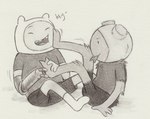 2_toes bottomwear clothing duo feet foot_grab foot_on_face forked_tongue male not_furry plant shorts sitting smile square_crossover toes tongue toony lynxfurr adventure_time cartoon_network fern_(adventure_time) finn_the_human elemental_creature elemental_humanoid flora_fauna human humanoid mammal plant_humanoid graphite_(artwork) hi_res traditional_media_(artwork)