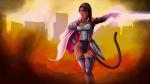 armor battle_armor black_hair black_tail boots brown_body brown_skin cape clothed clothing female fire footwear gloves hair hand_on_hip handwear laser legwear shoes solo tail thigh_boots thigh_highs wide_hips plagueofgripes dragon_ball fan_character shuirika humanoid saiyan tailed_humanoid 16:9 2014 hi_res widescreen