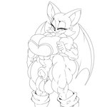 animal_genitalia animal_penis anthro balls big_breasts body_builder breasts equine_genitalia equine_penis fully_sheathed genitals gynomorph huge_breasts intersex muscular penis sheath solo wide_hips kexil sega sonic_the_hedgehog_(series) rouge_the_bat 1:1 hi_res monochrome sketch