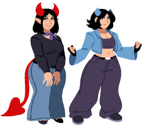 2_horns 5_fingers accessory age_difference belt belt_buckle big_breasts biped black_belt black_clothing black_eyebrows black_eyes black_fingerless_gloves black_footwear black_gloves black_hair black_handwear black_shirt black_shoes black_t-shirt black_topwear blue_bottomwear blue_clothing blue_horn blue_jacket blue_skirt blue_topwear bottomwear bra breasts buckle cleavage closed_smile clothed clothed_female clothed_humanoid clothing cropped_jacket curved_horn dark_hair duo eyebrows female fingerless_gloves fingers fist flats_(shoes) footwear fully_clothed fully_clothed_female fully_clothed_humanoid gloves hair handwear horn humanoid_pointy_ears iris jacket light_body light_skin lips looking_at_viewer mature_female mature_humanoid medium_hair midriff monotone_background monotone_horn monotone_tail mouth_closed navel necktie not_furry older_female open_clothing open_jacket open_topwear oversized_bottomwear oversized_clothing oversized_pants pants pink_lips plantigrade pointy_ears pointy_nose purple_bottomwear purple_bra purple_clothing purple_eyes purple_necktie purple_pants purple_sports_bra purple_underwear red_horn red_tail shirt shoes simple_background skirt smile smiling_at_viewer spade_tail sports_bra standing t-shirt tail tear_trough three-quarter_view topwear underwear white_background white_sclera younger_female vexwarlock horned_humanoid humanoid 2025 digital_drawing_(artwork) digital_media_(artwork) daughter_(lore) mother_(lore) mother_and_child_(lore) mother_and_daughter_(lore) parent_(lore) parent_and_child_(lore) parent_and_daughter_(lore)