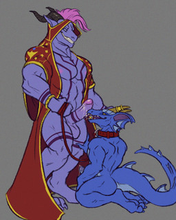 anthro balls bdsm bodily_fluids bodypaint bondage bound clothed clothing duo genital_fluids genitals humanoid_genitalia humanoid_penis leash licking male male/male muscular oral penis precum size_difference tongue thestory earthward_bound mythology ossian rangstrom dragon mythological_creature mythological_scalie scalie 4:5 hi_res