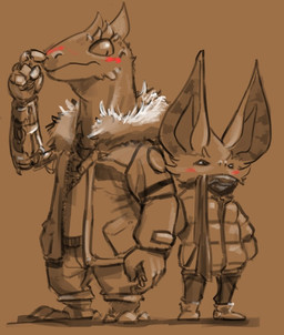anthro bat_ears blush bottomwear clothed clothing cybernetic_arm cybernetic_limb cybernetics duo fur hand_holding jacket machine male mechanical_arm pants scales scarf shirt simple_background topwear tuft neungsonie battery_(neungsonie) ecko_(neungsonie) bat desert_long-eared_bat lizard mammal reptile scalie wingless_bat digital_media_(artwork)