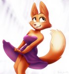 anthro big_breasts big_ears big_eyes black_eyes breasts bun_butts canid canine cheek_tuft clothed clothing clothing_lift diane_foxington dreamworks dress dress_lift eyebrow_piercing eyelashes facial_piercing facial_tuft female fox fur hi_res looking_at_viewer mammal multicolored_body multicolored_fur multicolored_tail orange_body orange_fur piercing pink_nose purple_clothing purple_dress smile solo tail the_bad_guys tuft two_tone_body two_tone_fur wide_eyed wind